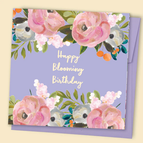 Happy Blooming Birthday Card - Purple