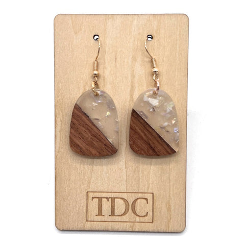 Handcrafted Timber & Resin Rectangle Drop Earring