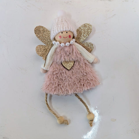 Angel with Beanie Hanging Decoration Pink