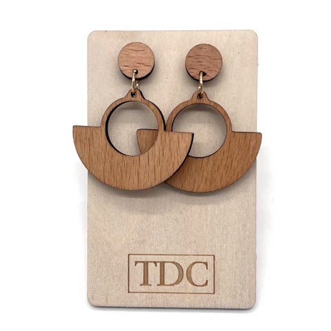 Handcrafted Timber Half Round Drop Earring - Various Timbers