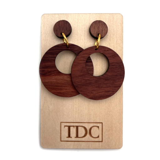 Handcrafted Timber Circles Drop Earring - Various Timber