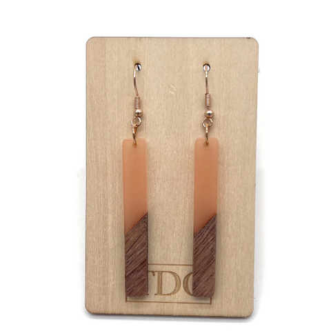 Handcrafted Timber & Resin Stick Drop Earring - Various Colours