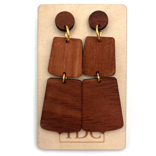 Handcrafted Timber Trapezoid Drop Earring - Various Timbers