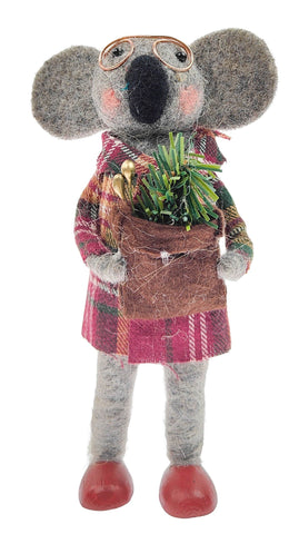 Tartan Koala Standing Decoration Red