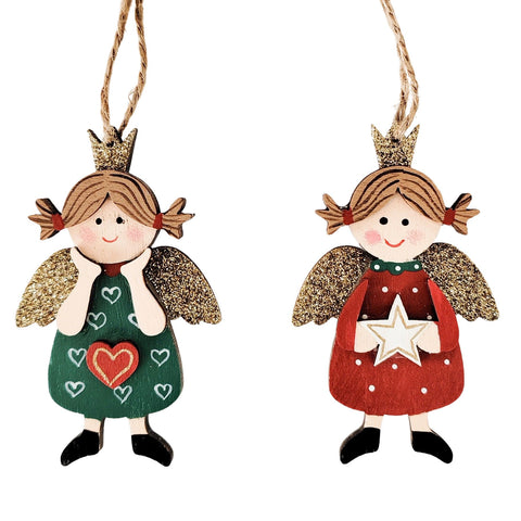 Mini Angels with Star & Heart Hanging Decoration